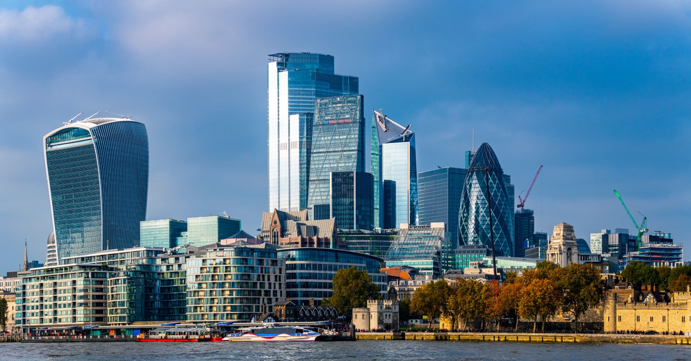 London skyline along the Thames